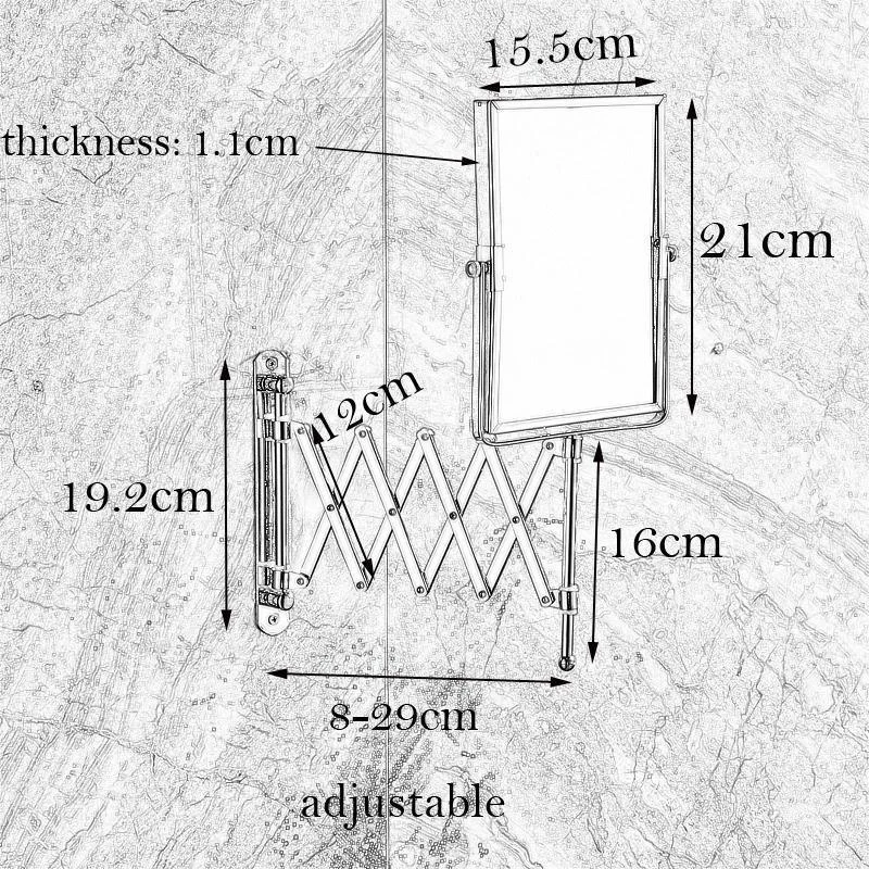 Bathroom Square Mirror Wall With Folding Arm Mount -Bathlova