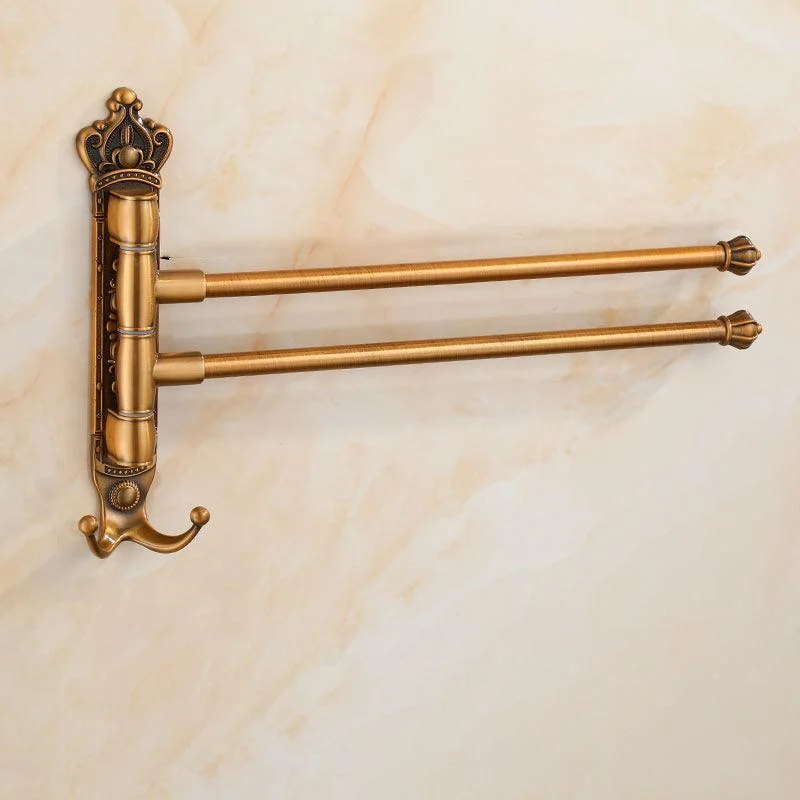 Bathroom Swivel Towel Bar with Hook Wall Mounted Swivel Arm Towel Rack -Bathlova