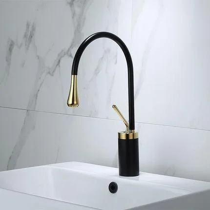 Bathroom Tap Black Gold Basin Tap Hot and Cold Sink Brass Tap -Bathlova