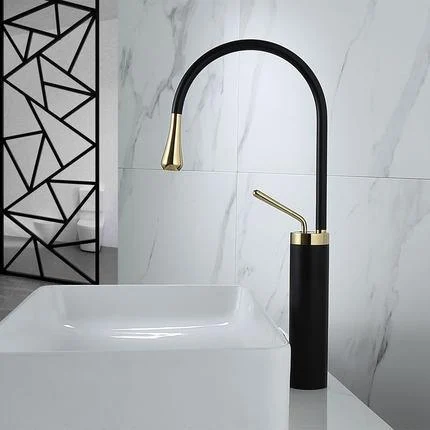 Bathroom Tap Black Gold Basin Tap Hot and Cold Sink Brass Tap -Bathlova