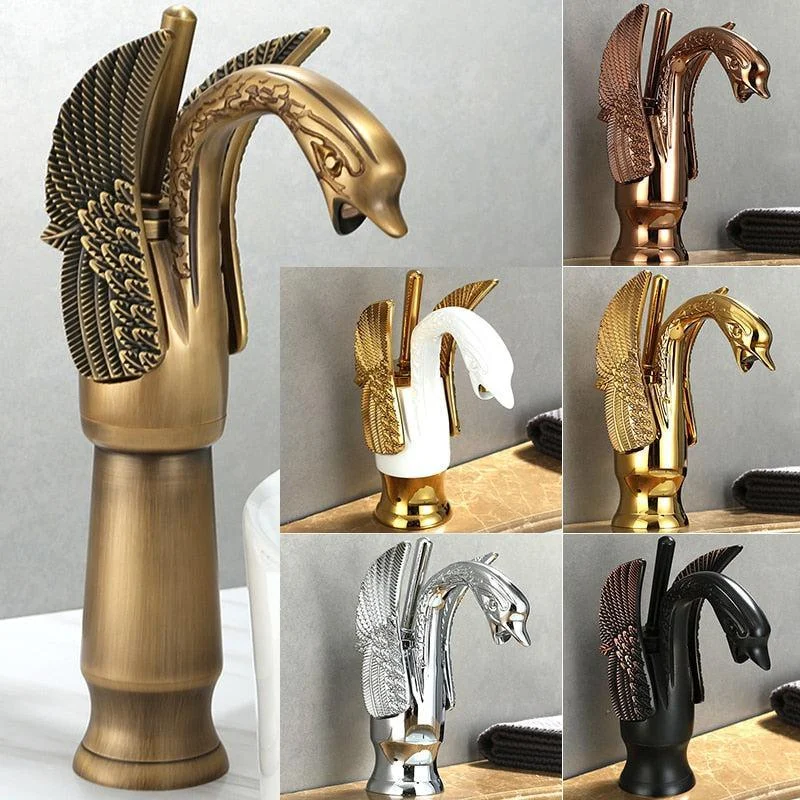 Bathroom Tap Brass Swan Tap Wash Tap Hot and Cold Water Tap -Bathlova