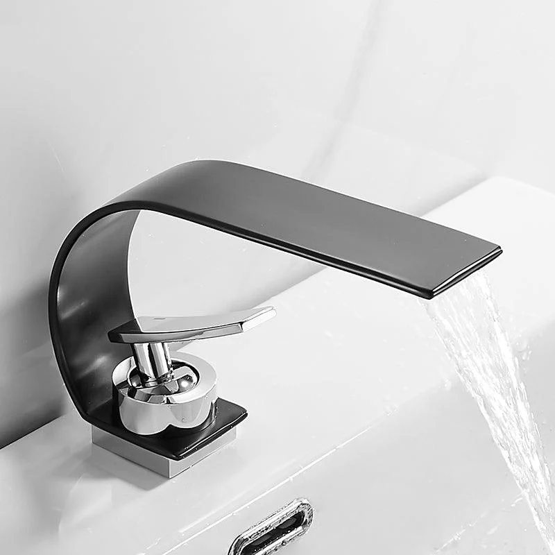 Bathroom Tap Brass Waterfall Spout Lever Handle Washroom Sink Tap -Bathlova