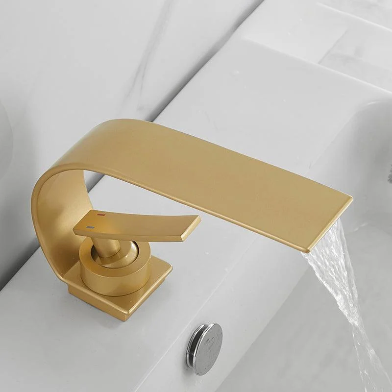 Bathroom Tap Brass Waterfall Spout Lever Handle Washroom Sink Tap -Bathlova