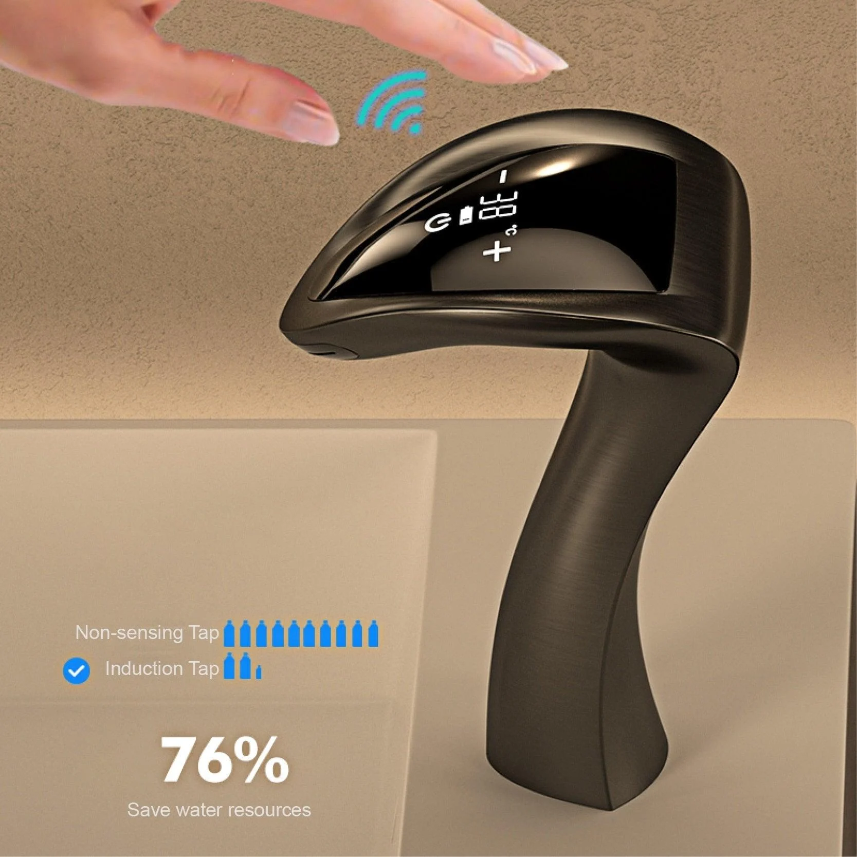 Bathroom Tap Digital Display Cold And Hot Dual Control Basin Tap -Bathlova