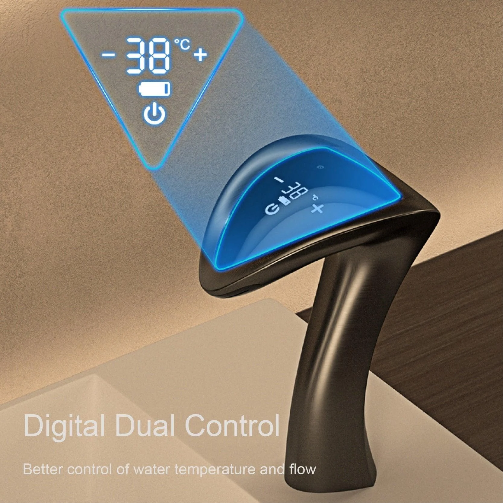 Bathroom Tap Digital Display Cold And Hot Dual Control Basin Tap -Bathlova