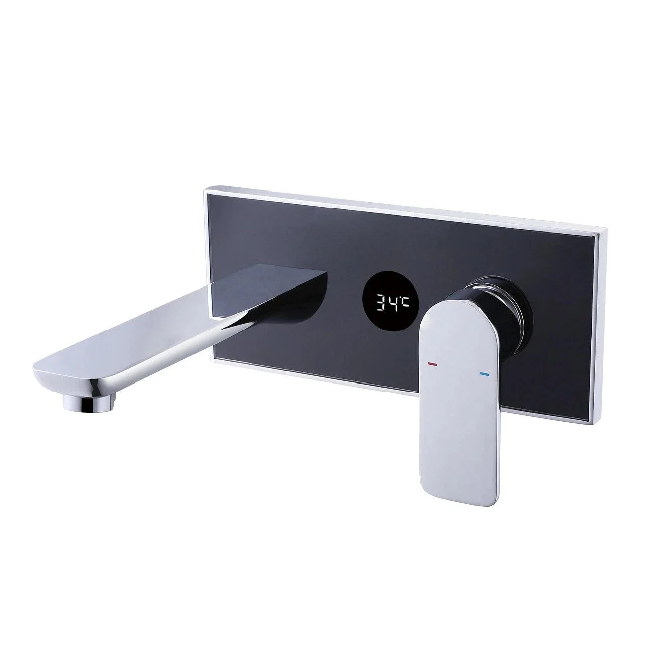 Bathroom Tap Digital Display Glass Panel Wall Type Basin Tap -Bathlova