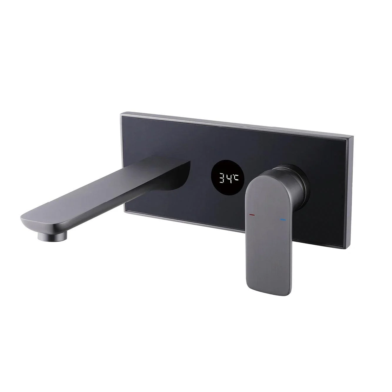 Bathroom Tap Digital Display Glass Panel Wall Type Basin Tap -Bathlova