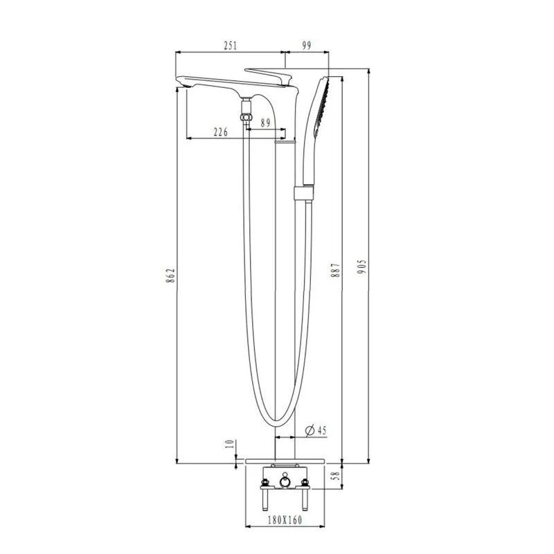 Bathroom Tap Floor Standing Handheld Shower Head Rod Handle Tap -Bathlova