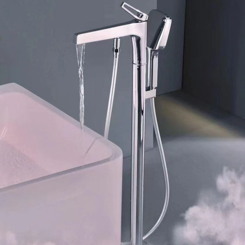 Bathroom Tap Floor Standing Handheld Shower Head Rod Handle Tap -Bathlova