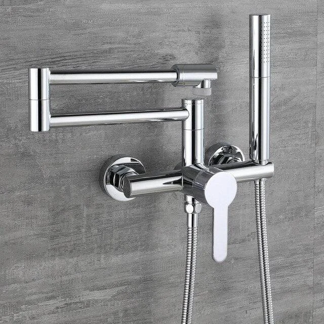 Bathroom Tap Set Folded Lengthened Brass Hot and Cold Mixer Tap -Bathlova