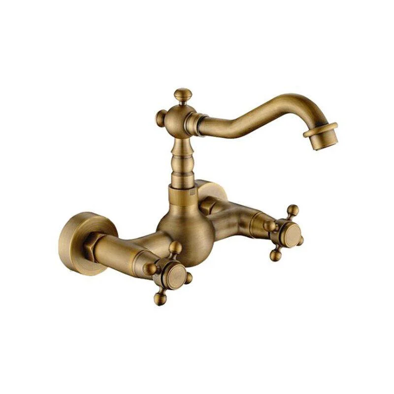 Bathroom Tap Wall Mounted Dual Handle Antique Copper Mixer Tap -Bathlova