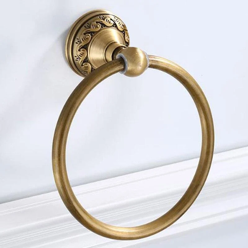 Bathroom Towel Holder Wall Mounted Round Antique Brass Towel Ring -Bathlova