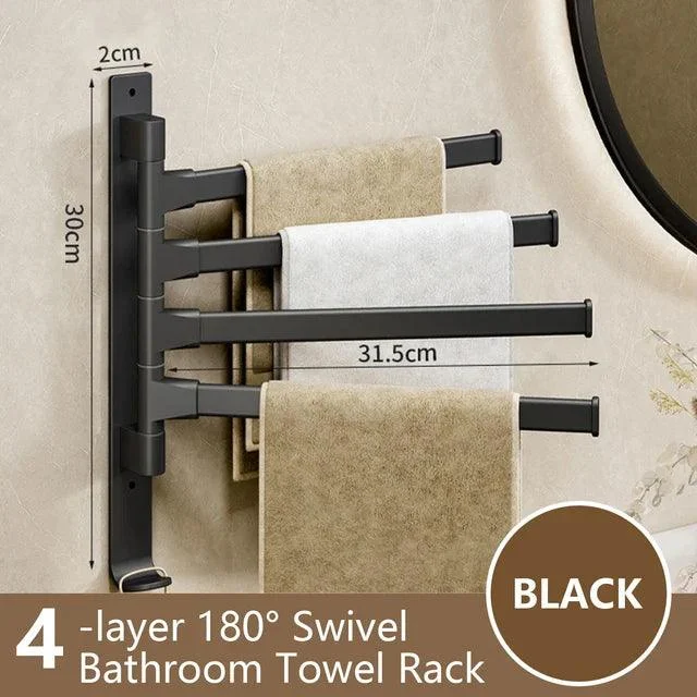 Bathroom Towel Rack Rotatable Towel Holder Space Aluminum Towel Hanger -Bathlova