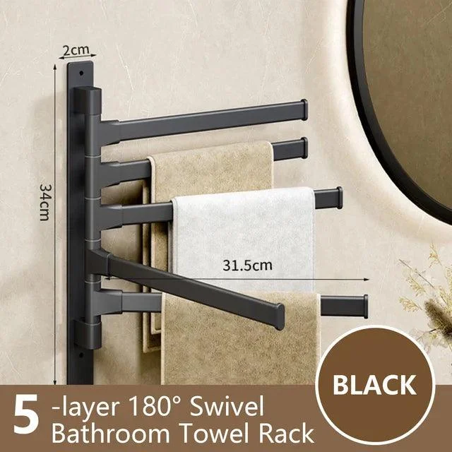 Bathroom Towel Rack Rotatable Towel Holder Space Aluminum Towel Hanger -Bathlova