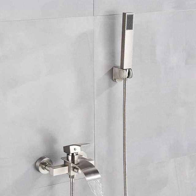 Bathroom Tub Single Tap Waterfall Spout Mixer Tap with Hand Shower -Bathlova