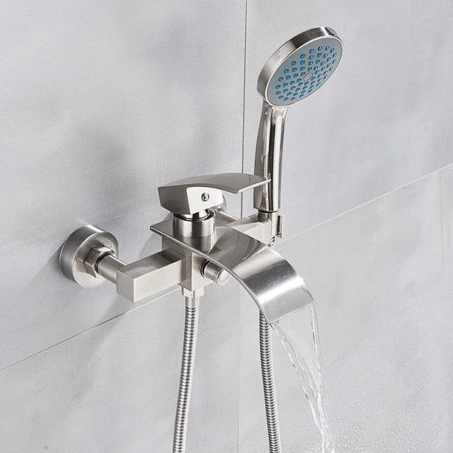 Bathroom Tub Single Tap Waterfall Spout Mixer Tap with Hand Shower -Bathlova