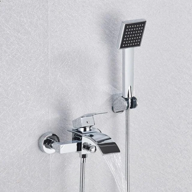 Bathroom Tub Single Tap Waterfall Spout Mixer Tap with Hand Shower -Bathlova