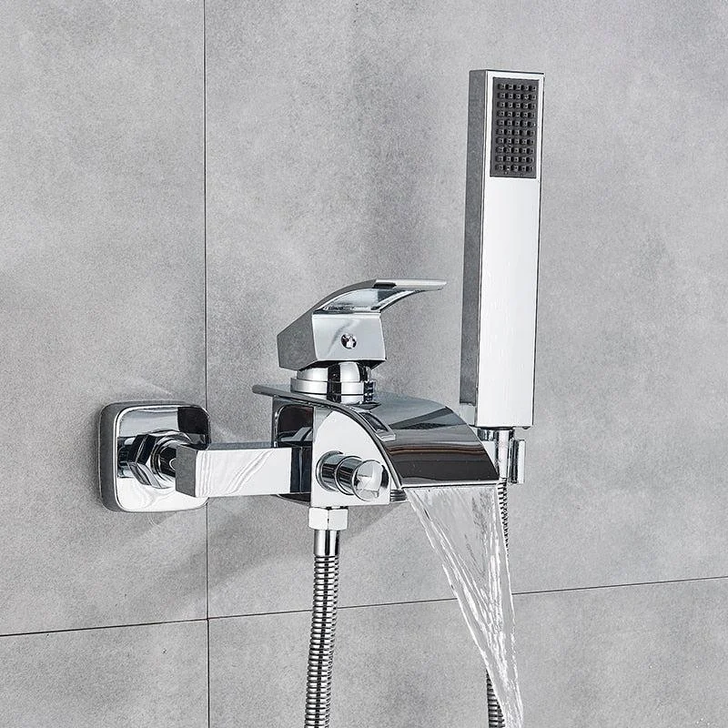 Bathroom Tub Single Tap Waterfall Spout Mixer Tap with Hand Shower -Bathlova