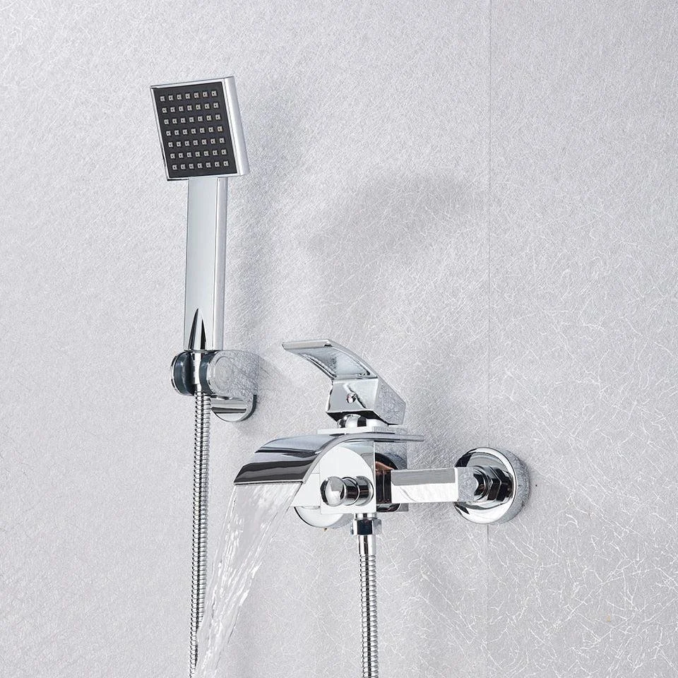 Bathroom Tub Single Tap Waterfall Spout Mixer Tap with Hand Shower -Bathlova