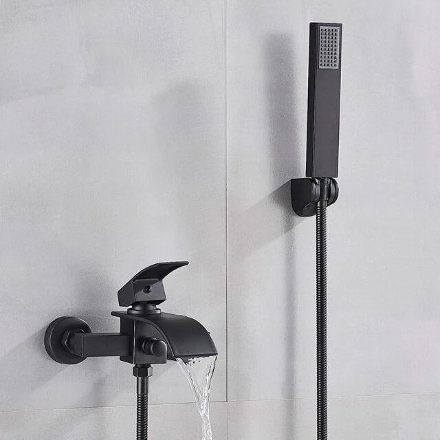 Bathroom Tub Single Tap Waterfall Spout Mixer Tap with Hand Shower -Bathlova