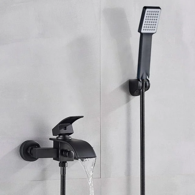 Bathroom Tub Single Tap Waterfall Spout Mixer Tap with Hand Shower -Bathlova