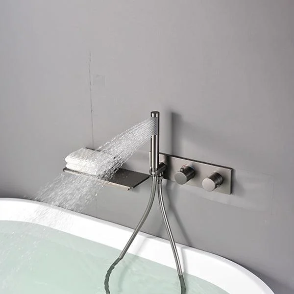 Bathroom Tub Spout Waterfall Wall Mounted Fixed Bathtub Tap with Hose -Bathlova