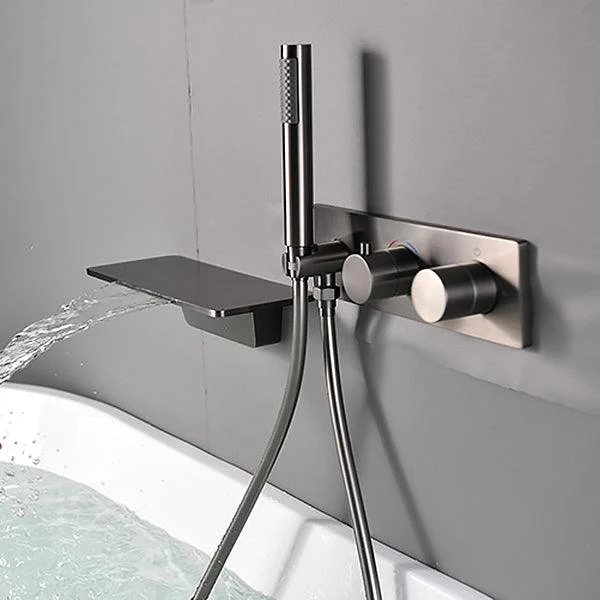 Bathroom Tub Spout Waterfall Wall Mounted Fixed Bathtub Tap with Hose -Bathlova