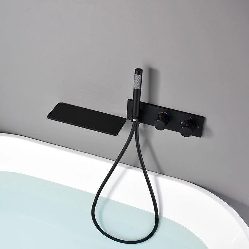 Bathroom Tub Spout Waterfall Wall Mounted Fixed Bathtub Tap with Hose -Bathlova