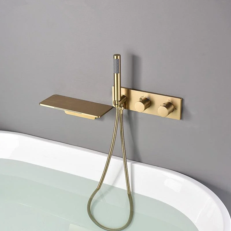 Bathroom Tub Spout Waterfall Wall Mounted Fixed Bathtub Tap with Hose -Bathlova