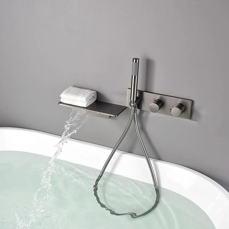 Bathroom Tub Spout Waterfall Wall Mounted Fixed Bathtub Tap with Hose -Bathlova