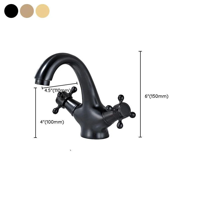 Bathroom Vessel Tap Double Cross Handle Low Arc Industrial Sink Tap -Bathlova