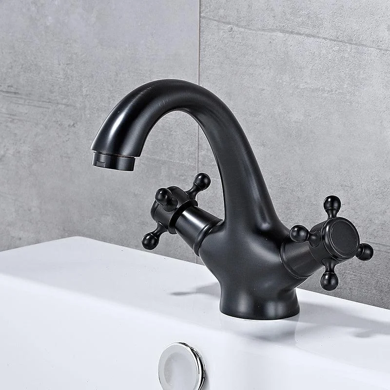 Bathroom Vessel Tap Double Cross Handle Low Arc Industrial Sink Tap -Bathlova