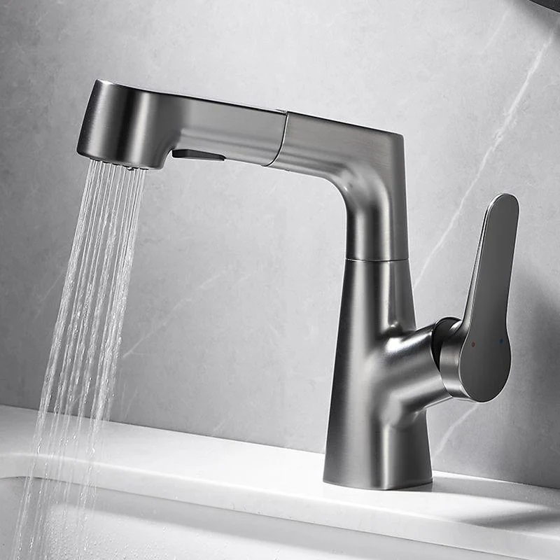 Bathroom Vessel Tap High-Arc Swivel Spout Single Handle Tap with Pull Out Sprayer -Bathlova