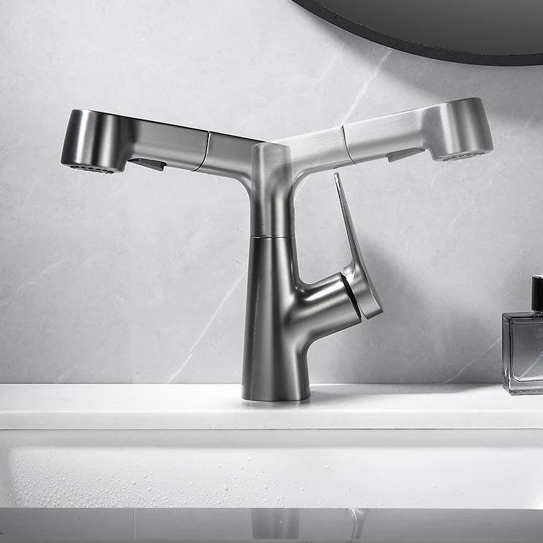 Bathroom Vessel Tap High-Arc Swivel Spout Single Handle Tap with Pull Out Sprayer -Bathlova