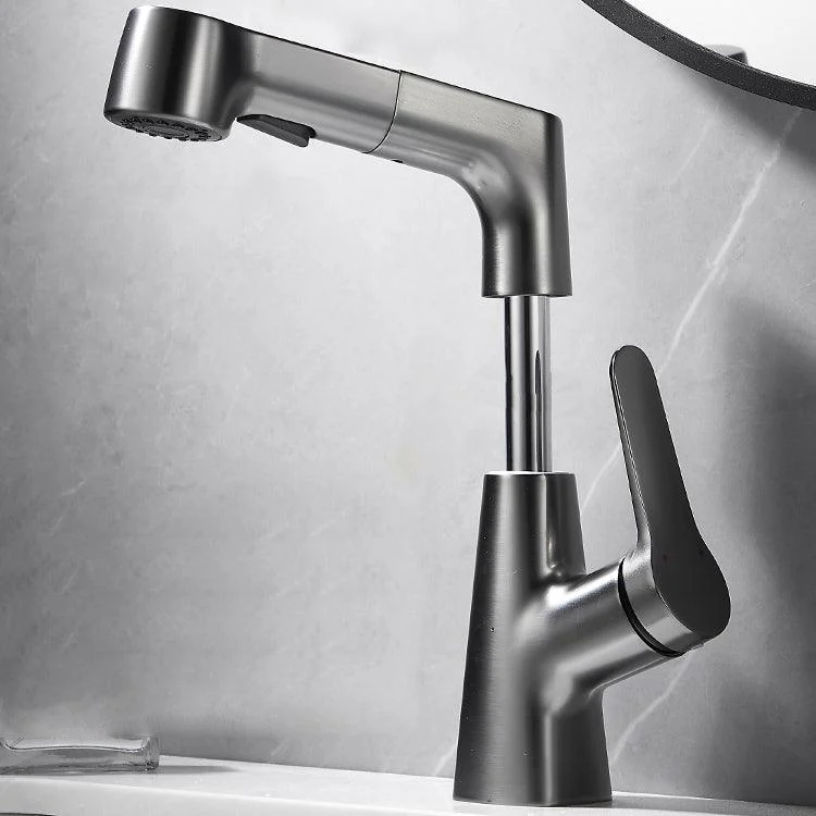 Bathroom Vessel Tap High-Arc Swivel Spout Single Handle Tap with Pull Out Sprayer -Bathlova