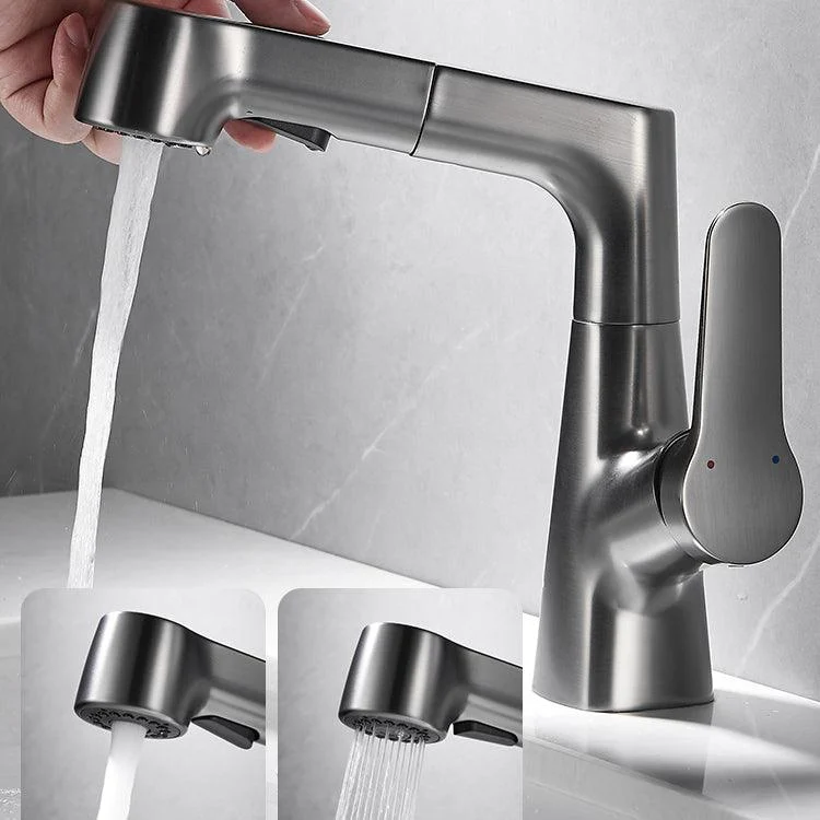 Bathroom Vessel Tap High-Arc Swivel Spout Single Handle Tap with Pull Out Sprayer -Bathlova