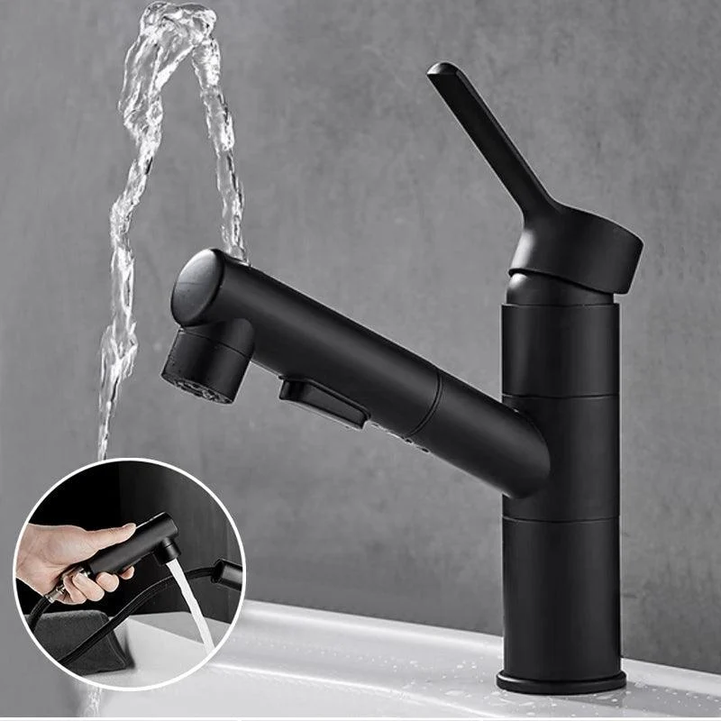 Bathroom Vessel Tap High-Arc Swivel Spout Single Handle Tap with Pull Out Sprayer -Bathlova