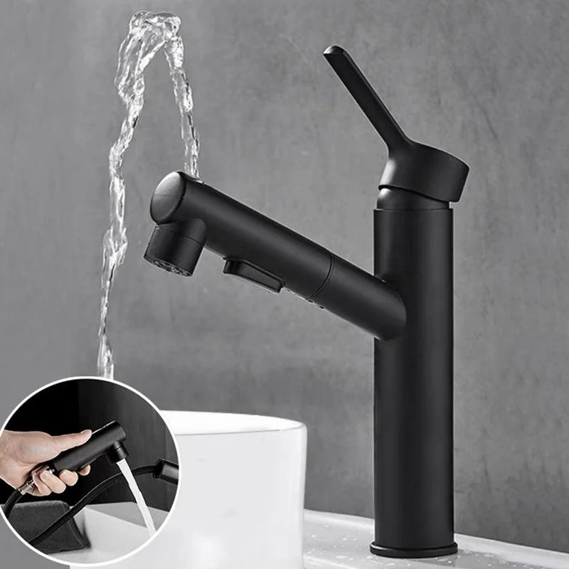 Bathroom Vessel Tap High-Arc Swivel Spout Single Handle Tap with Pull Out Sprayer -Bathlova