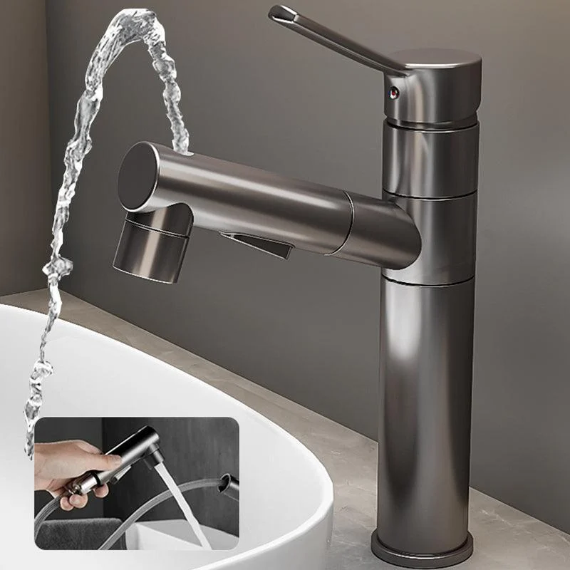 Bathroom Vessel Tap High-Arc Swivel Spout Single Handle Tap with Pull Out Sprayer -Bathlova