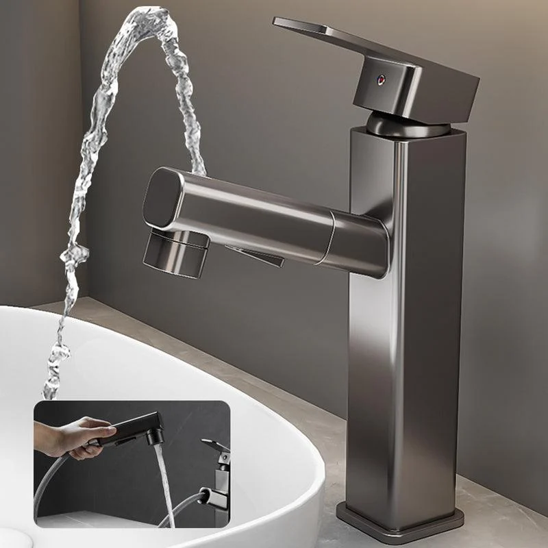 Bathroom Vessel Tap High-Arc Swivel Spout Single Handle Tap with Pull Out Sprayer -Bathlova