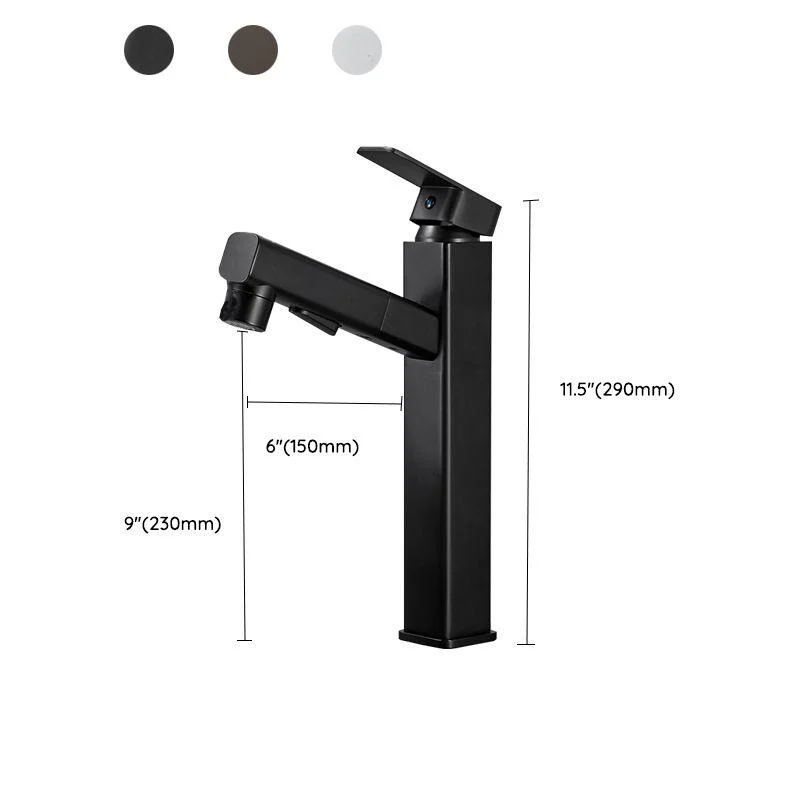 Bathroom Vessel Tap Swivel Spout Single Handle Tap with Pull down Sprayer -Bathlova