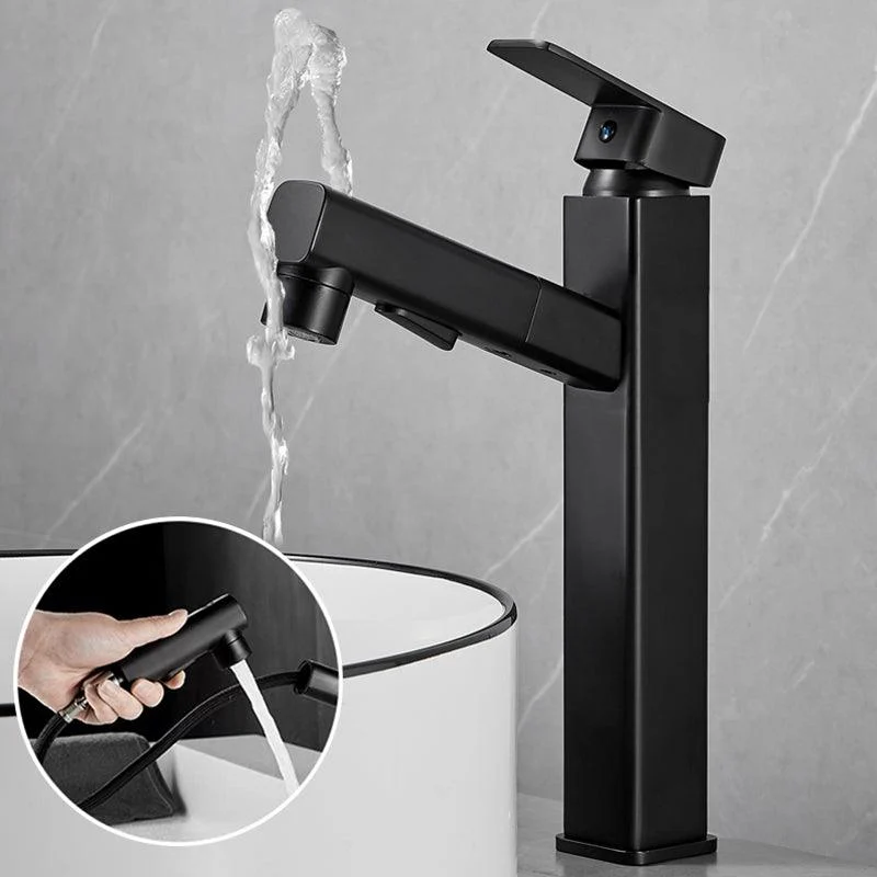 Bathroom Vessel Tap Swivel Spout Single Handle Tap with Pull down Sprayer -Bathlova