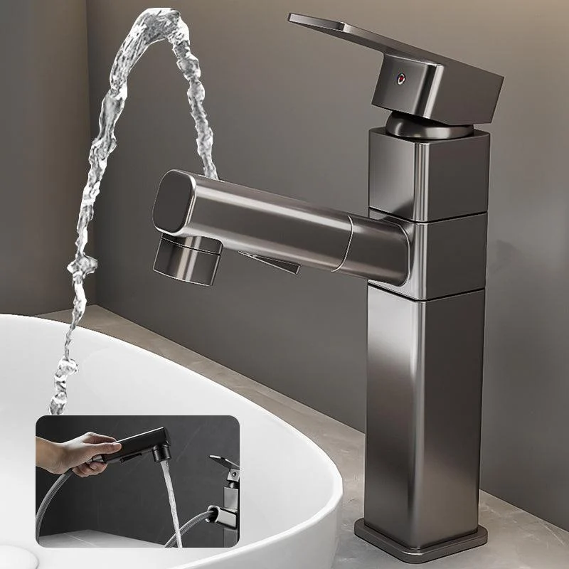 Bathroom Vessel Tap Swivel Spout Single Handle Tap with Pull down Sprayer -Bathlova