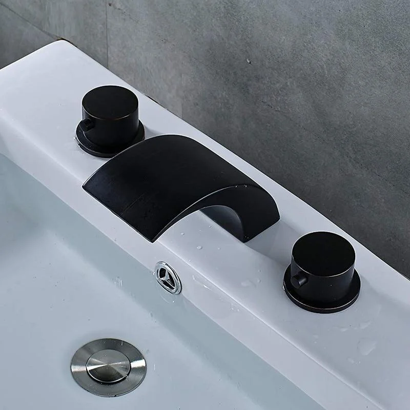 Bathroom Widespread Waterfall Spout Basin Tap with LED Light -Bathlova