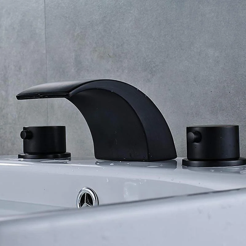 Bathroom Widespread Waterfall Spout Basin Tap with LED Light -Bathlova