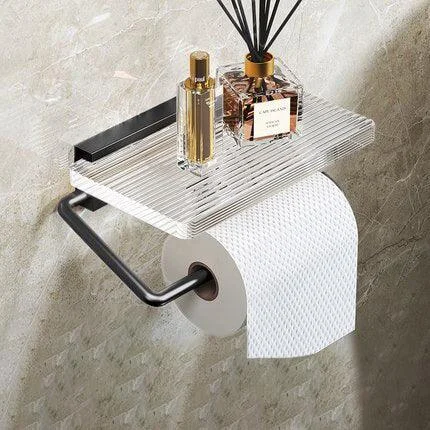 Bathroom Wood Paper Holder Wall Mounted Phone Rack Toilet Tissue Shelf -Bathlova