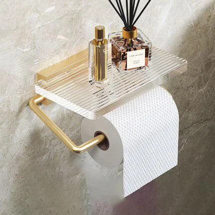 Bathroom Wood Paper Holder Wall Mounted Phone Rack Toilet Tissue Shelf -Bathlova