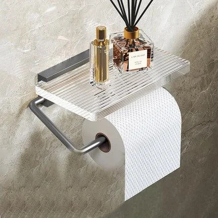 Bathroom Wood Paper Holder Wall Mounted Phone Rack Toilet Tissue Shelf -Bathlova