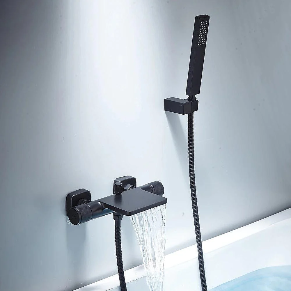 Bathtub Shower Tap Brass Black Shower Tap With Hand Shower -Bathlova