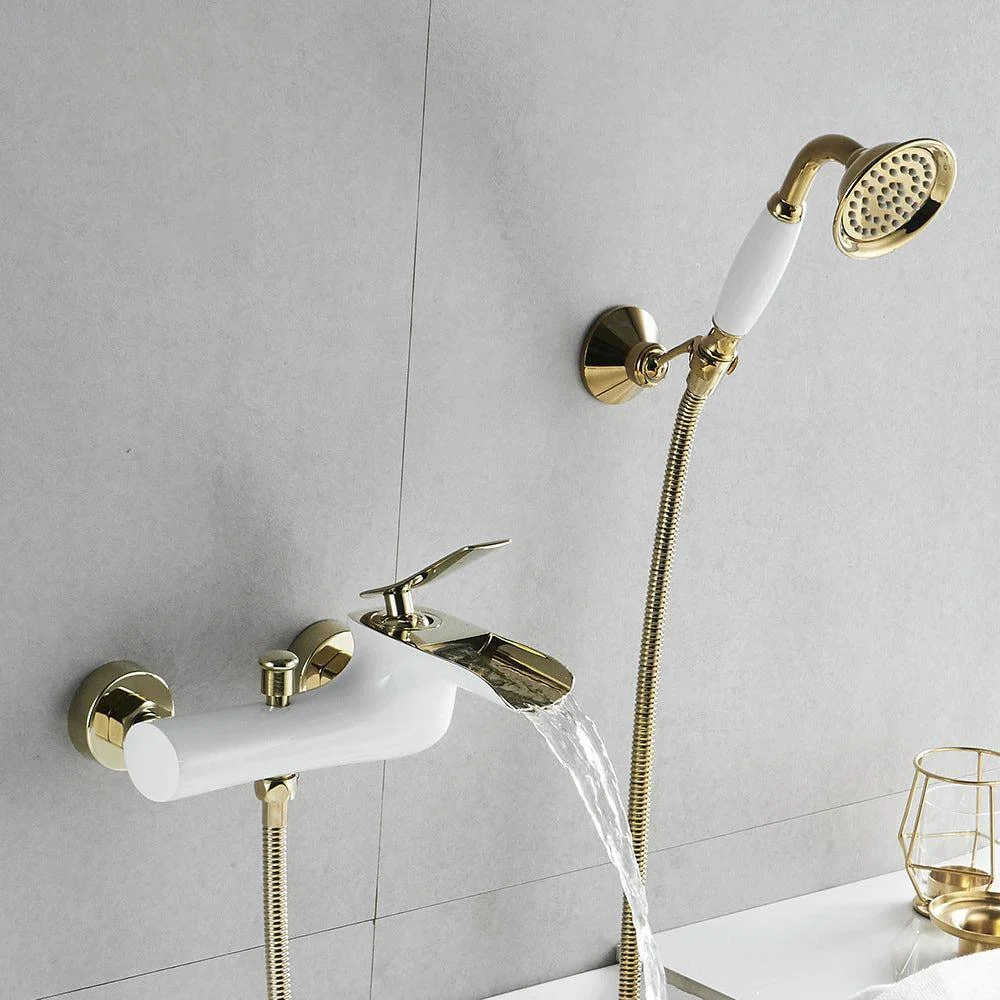 Bathtub Tap Gold Bath Shower Set White Shower Set Bathtub Mixer Tap -Bathlova